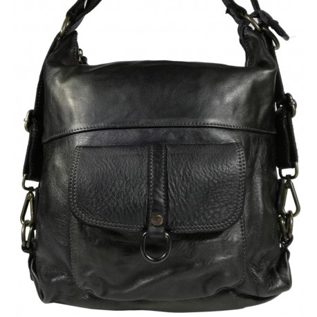 Vintage leather backpack 5720A Black