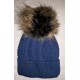 Zimní pletená vlněná čepice modrá
