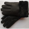 Zimní dámské kožené rukavice černé