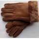 Zimní dámské kožené rukavice hnědá 3