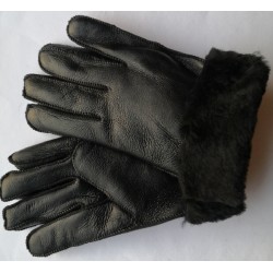 Zimní pánské kožené rukavice černé 1