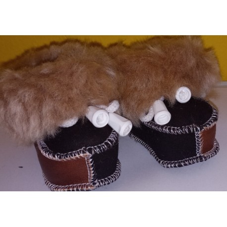 Furry shoes for children black-brown