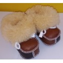 Children's leather slippers brown-black 1
