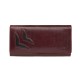 WOMEN'S WALLET LEATHER 6011/T-WINE WITH BLACK STITCHING W.RED/BLK
