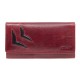 WOMEN'S LEATHER WALLET 6011/T - RED WITH BLACK STITCHING RED/BLK