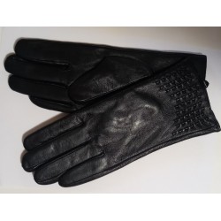 Zimní dámské kožené rukavice černé 4