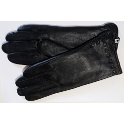 Zimné dámske kožené rukavice čierne 8