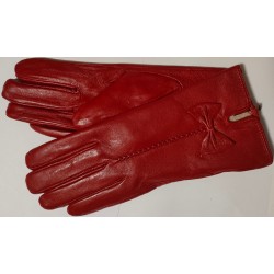 Zimné dámske kožené rukavice čiervené 8,5