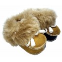 Children's leather slippers brown-black 1