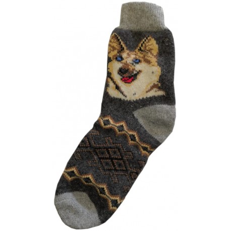 Vlněné ponožky motiv pes